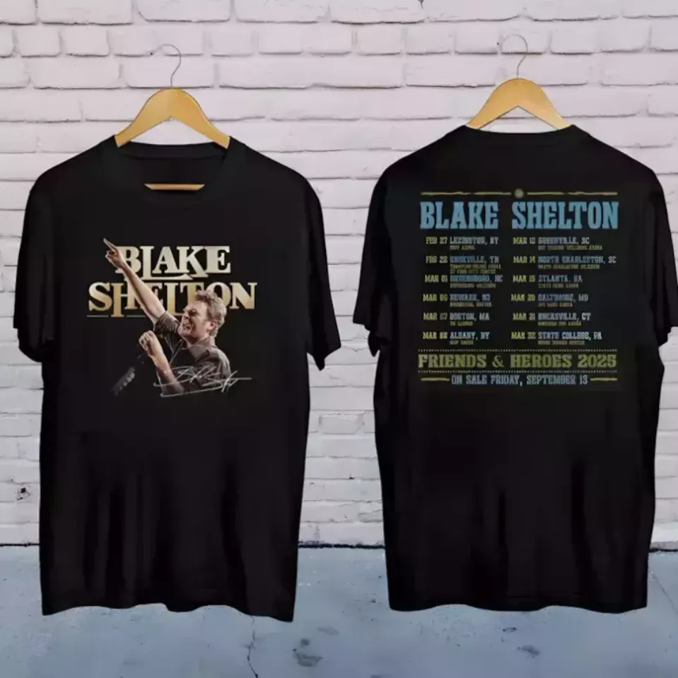 New Blake Shelton Country Music, 2025 Blake Shelton Friends And Heroes Tour Shirt