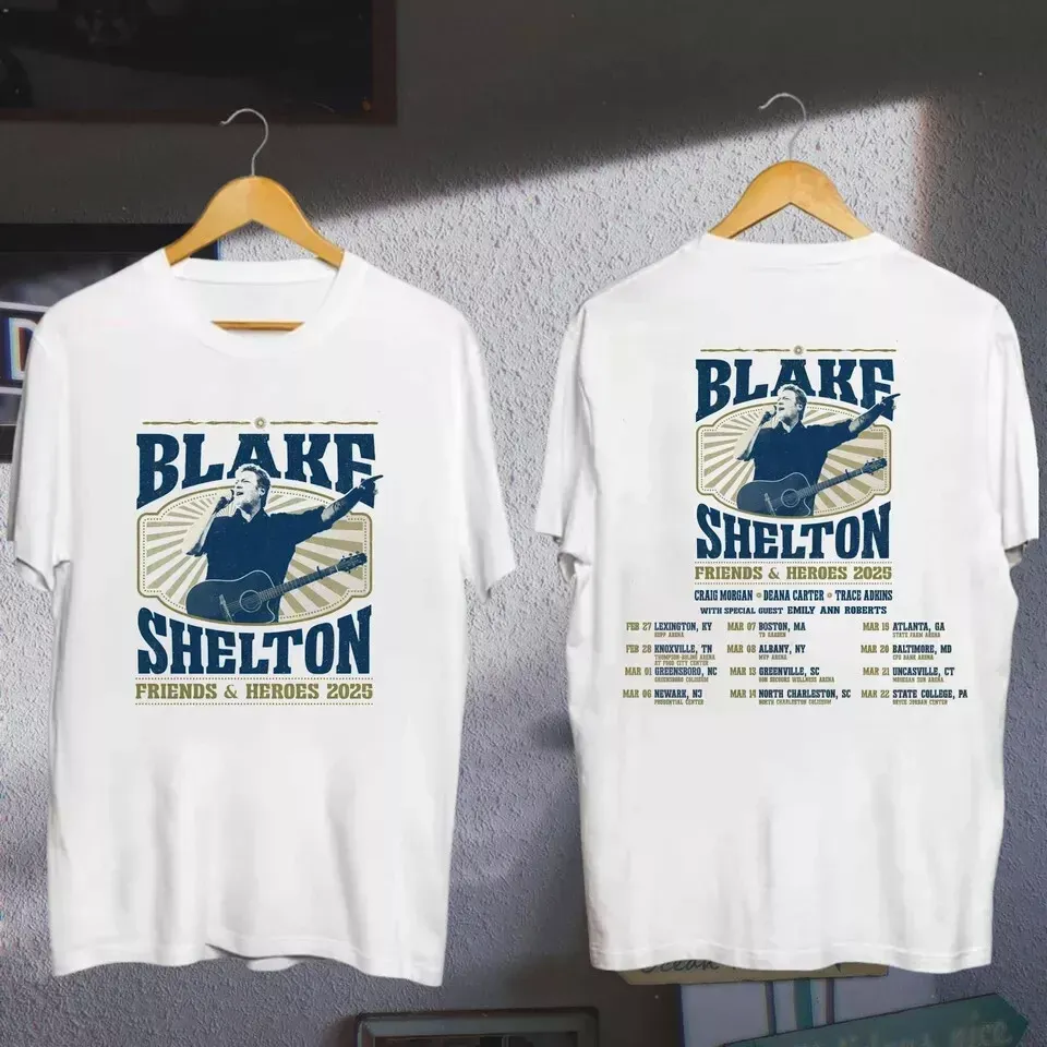 New Blake Shelton Friends Heroes Tour 2025 Shirt, Friends And Heroes Tour Shirt, Music Shirt