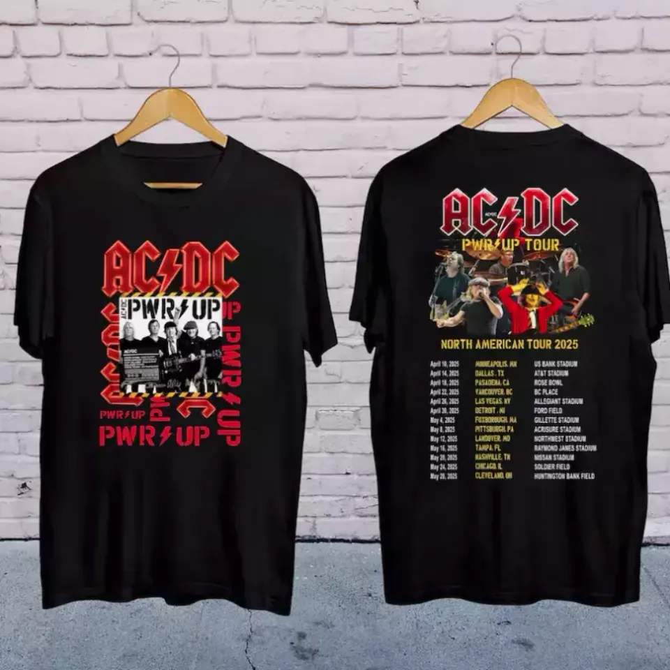 New Ac-Dc Band World Tour 2025 Shirt, Rock Band Ac-Dc Pwr Up Concert 2025 Shirt