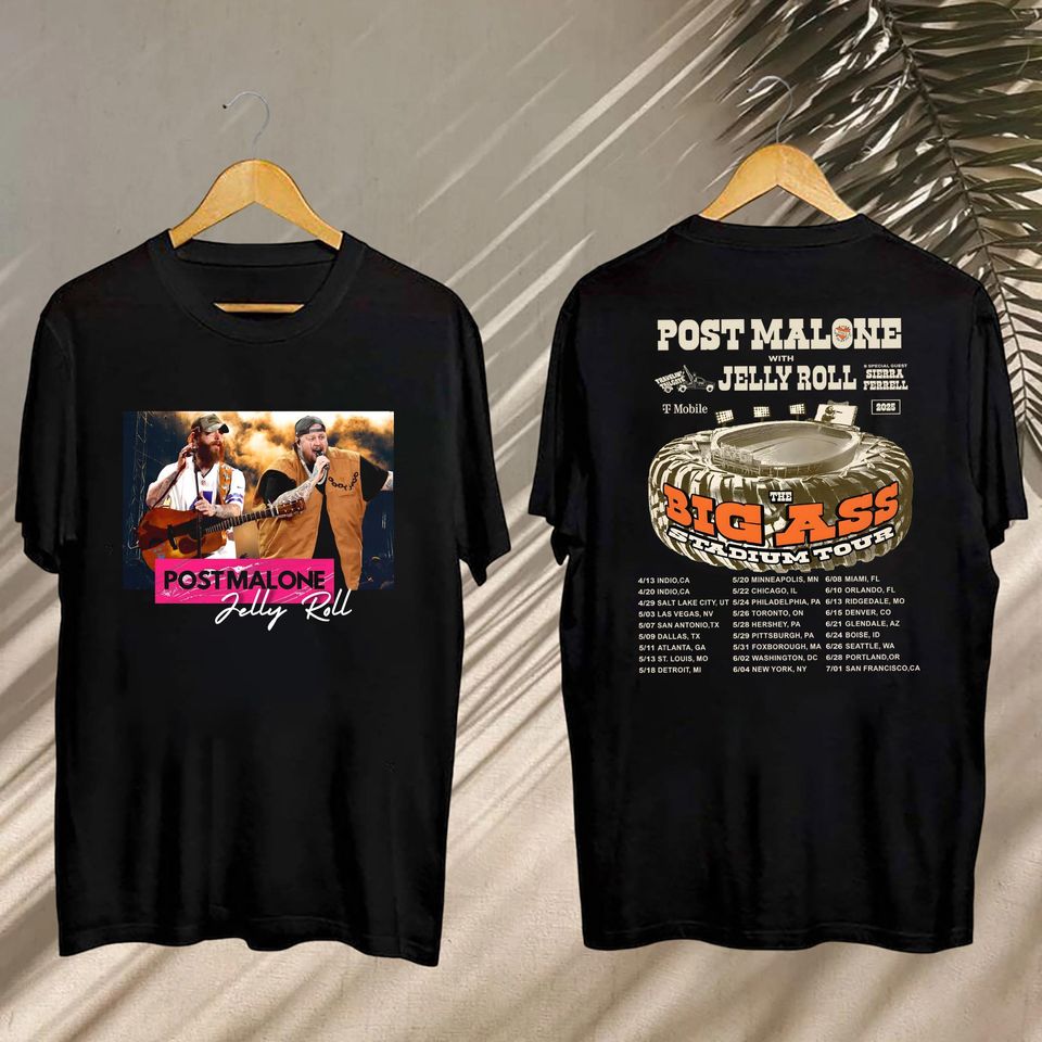 New Post Malone Vs Jelly Roll Tour 2025 Shirt, Post Malone Big Ass Stadium Tour Shirt, Post Malone Fan Gift