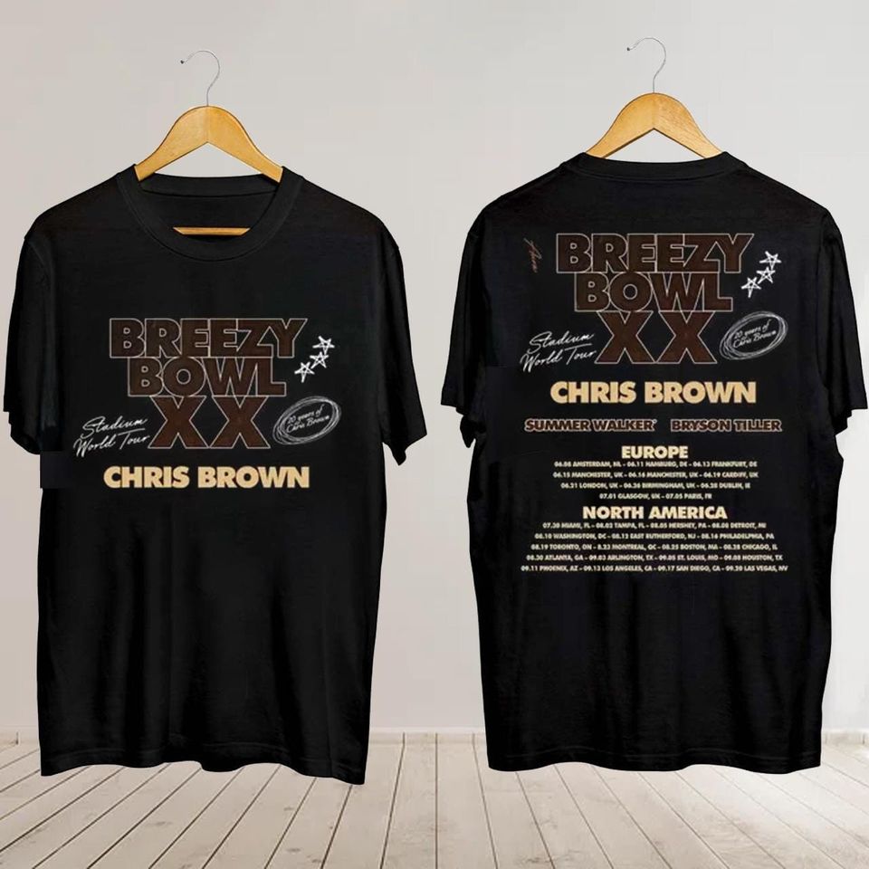 Breezy Bowl Xx Tour 2025, Chris Brown Concert, Chris Brown Breezy Bowl Xx Tour 2025 Shirt