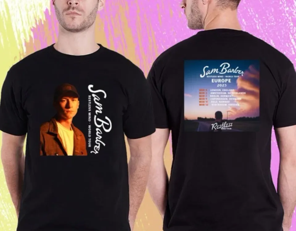Sam Barber Restless Mind Europe UKingdom Tour 2025 Double Sided Shirt