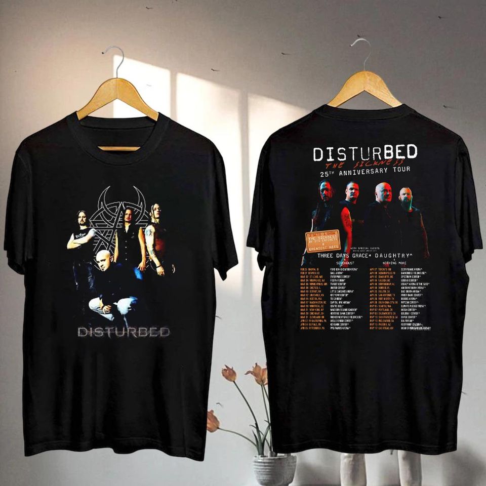 The Sickness Graphic Shirt, 2025 Disturbed The Sickness 25Th Anniversary Tour Shirt, Disturbed Fan Gift