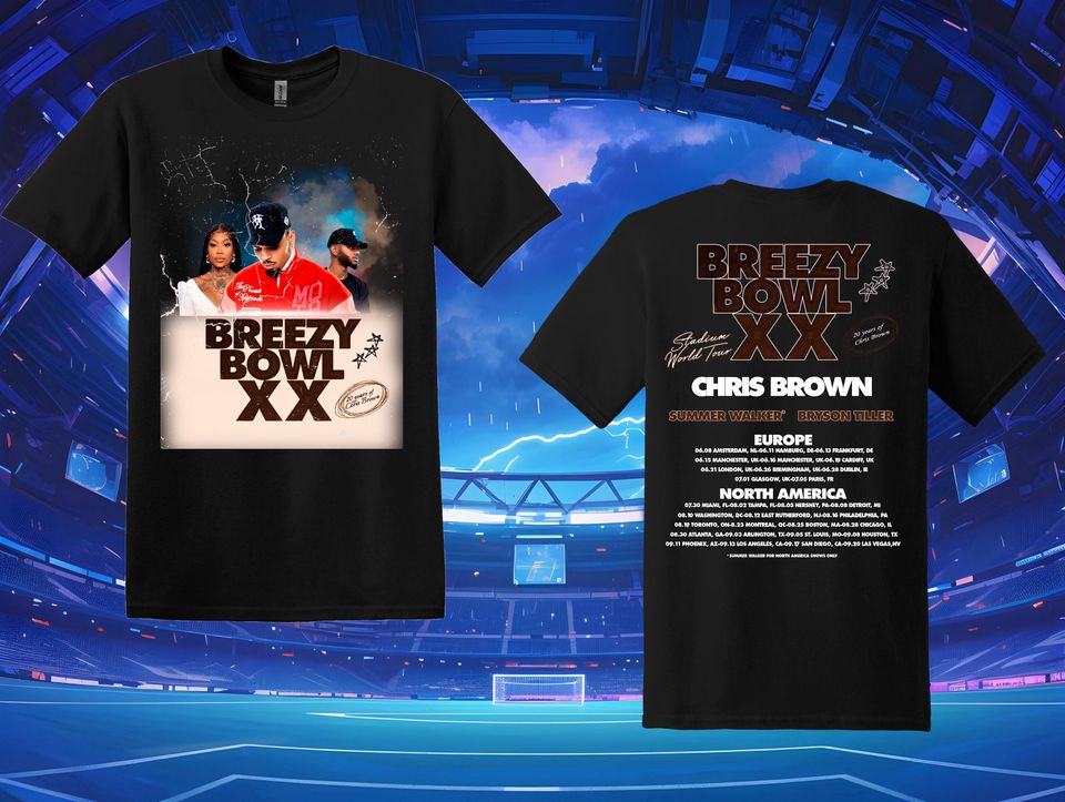 New 2025 Chris Brown Tour Breezy Bowl Xx Shirt, Chris Brown Concert 2025, Chris Brown Graphic Shirt
