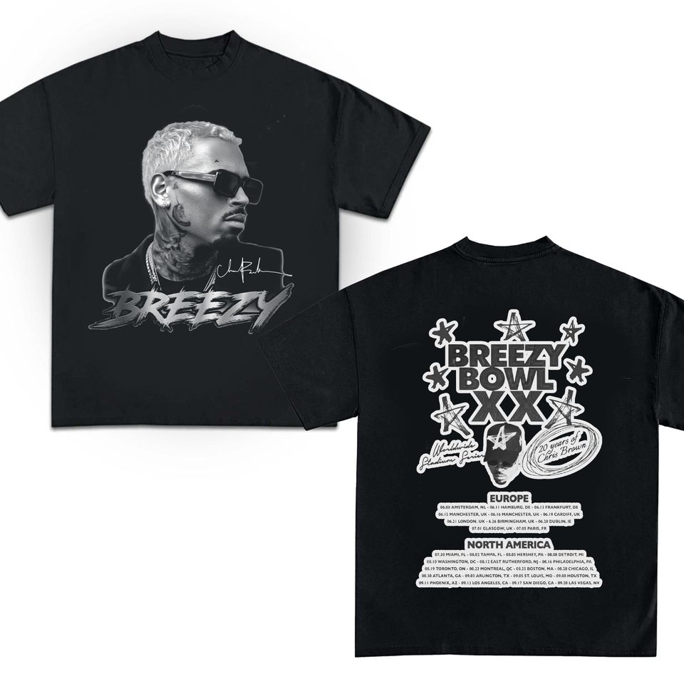 New Chris Brown Breezy Bowl Xx Tour 2025 Shirt, Chris Brown 2025 Concert, Chris Brown Fan Gift