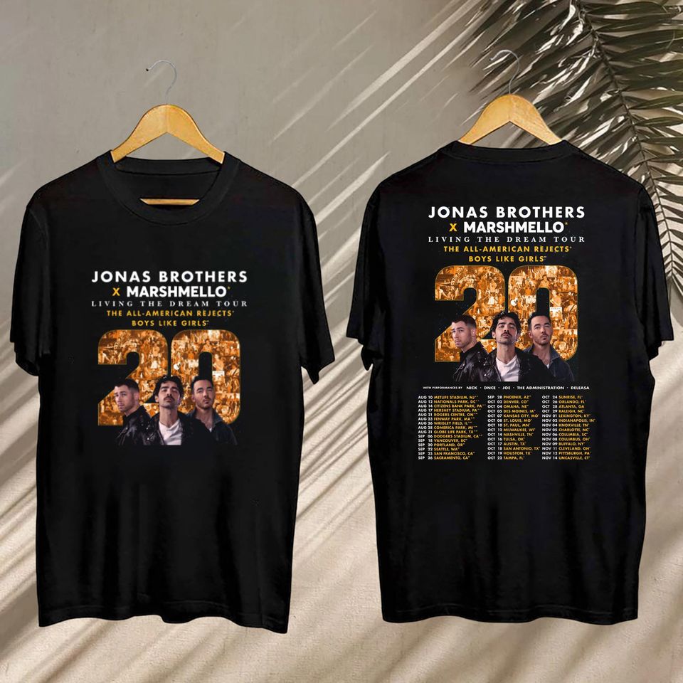 New Jonas Brothers Living The Dream Tour 2025 Shirt, Marshmello 2025 Concert, Jonas Brothers Fan Gift