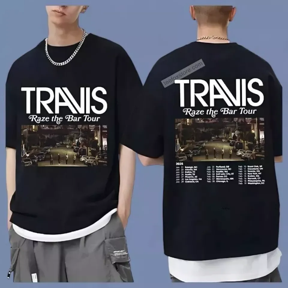 New Travis Raze The Bar Tour 2025 Two Sided Graphic Shirt