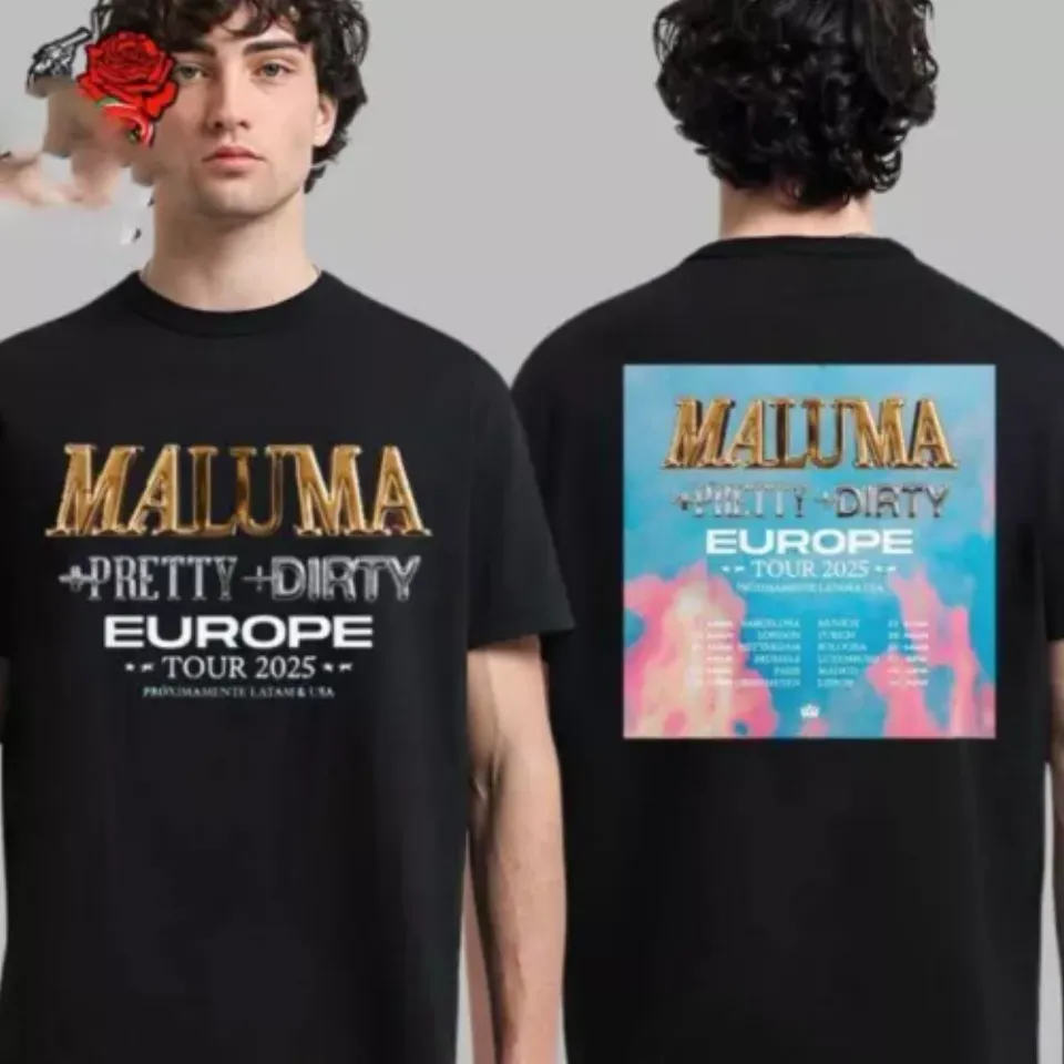 New Maluma Pretty Dirty Europe Tour 2025 Tour Date List Two Sides Unisex Shirt