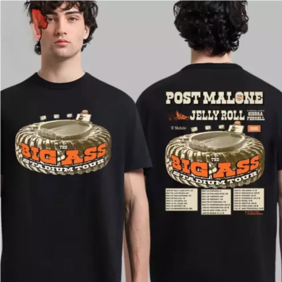 New Post Malone With Jelly Roll And Sierra Ferrell The Big Ass Stadium 2025 Tour Shirt