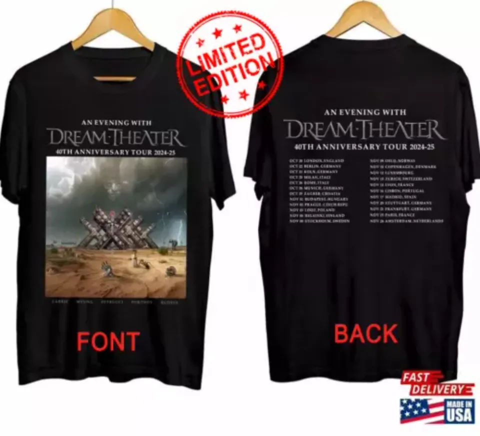 Dream Theater 40Th Anniversary Shirt Tour 2024 2025 Unisex New For Fans