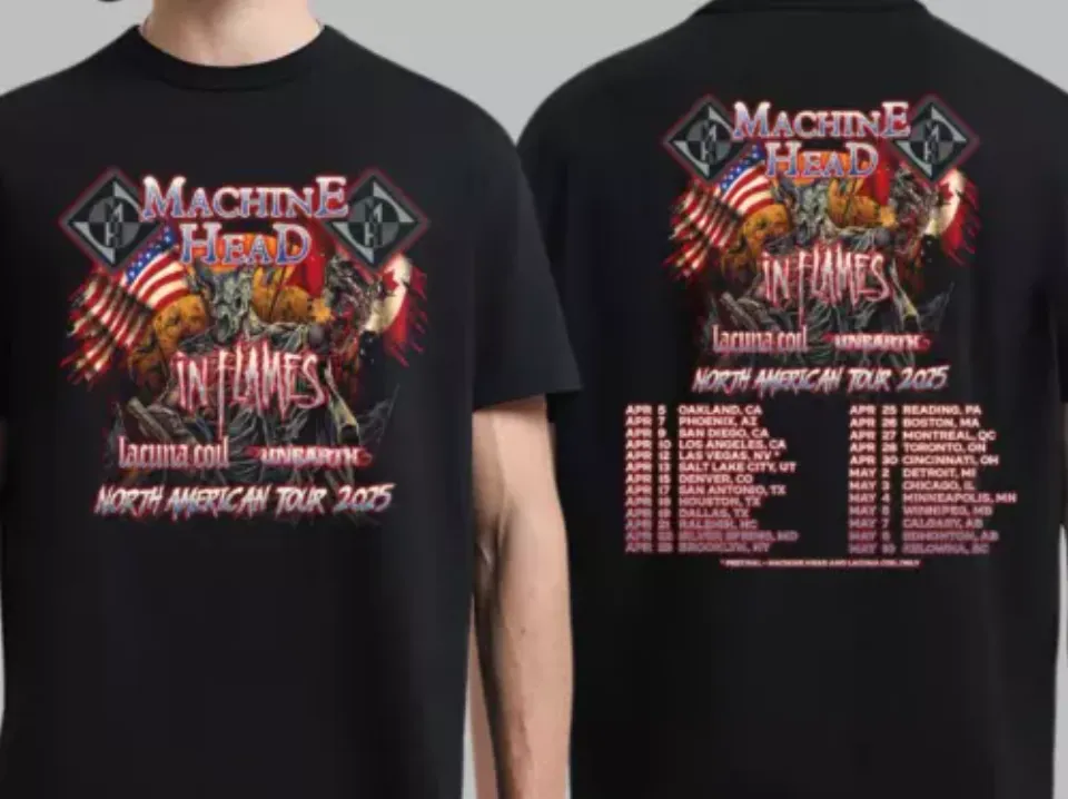 New Machine Head North American Tour 2025 Tour Dates List Two Sides Shirt