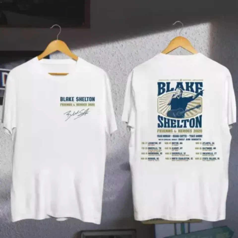 New Blake Shelton Tour 2025 Fan Shirt, Blake Shelton Friends And Heroes Tour 2025 Shirt