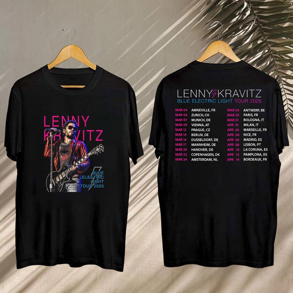 Lenny Kravitz Fan Gift, Lenny Kravitz Blue Electric Light Tour Shirt, 2025 Lenny Kravitz Blue Electric Light Tour Shirt
