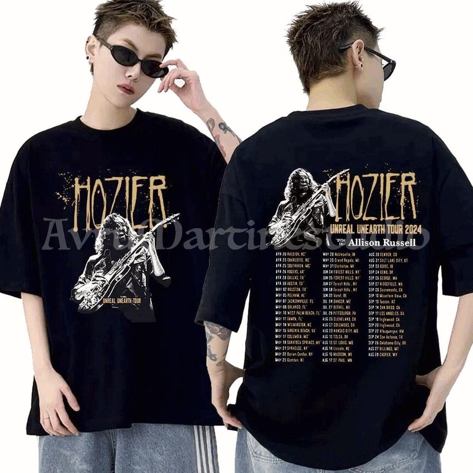 Hozier Unreal Unearth 2025 Tour Shirt - Unisex Cotton Retro Oversized Shirt