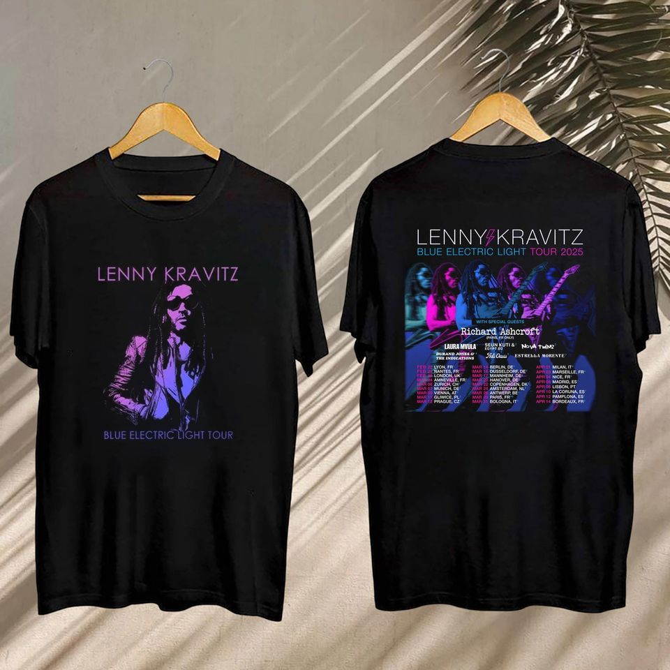 New Lenny Kravitz Blue Electric Light Tour Shirt, 2025 Lenny Kravitz Blue Electric Light Tour Shirt, Lenny Kravitz Concert