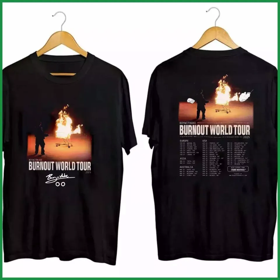 New Boywithuke Burnout World Tour 2025 Black Shirt Gifts Fan All Size