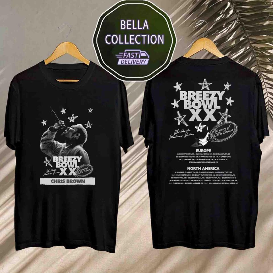 New Chris Brown 2025 Tour Breezy Bowl Xx Unisex Shirt Concert Fan Merch