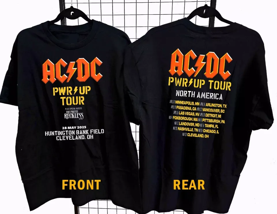 New Ac Dc 2025 Power Up Tour Cleveland Concert T -Shirt