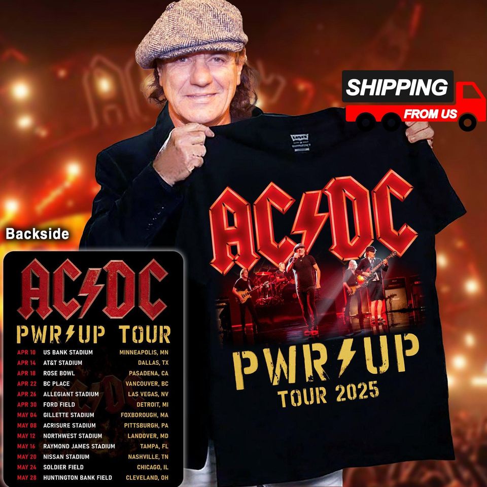 New 2025 Ac-Dc Pwr Up World Tour Two Sided Shirt, Rock Band Shirt, Pwr Up Tour Shirt