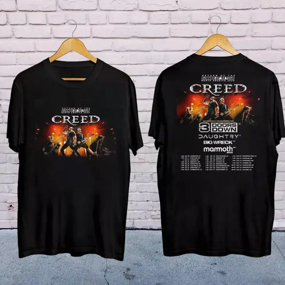 New Shirt For Fan/Creed Band 2025 Tour-Double Sided Shirt