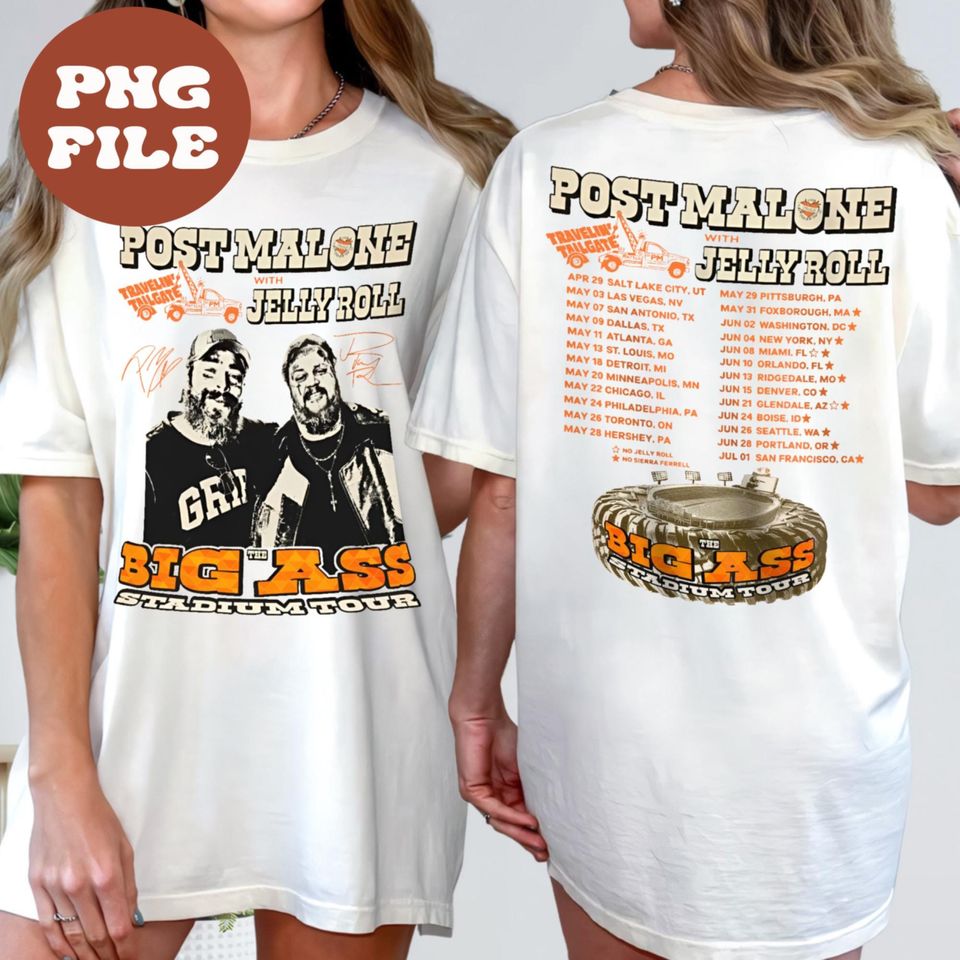 New Vintage Post Malone Tour Shirt Png, Big Ass Stadium Tour Shirt File, Posty 2025