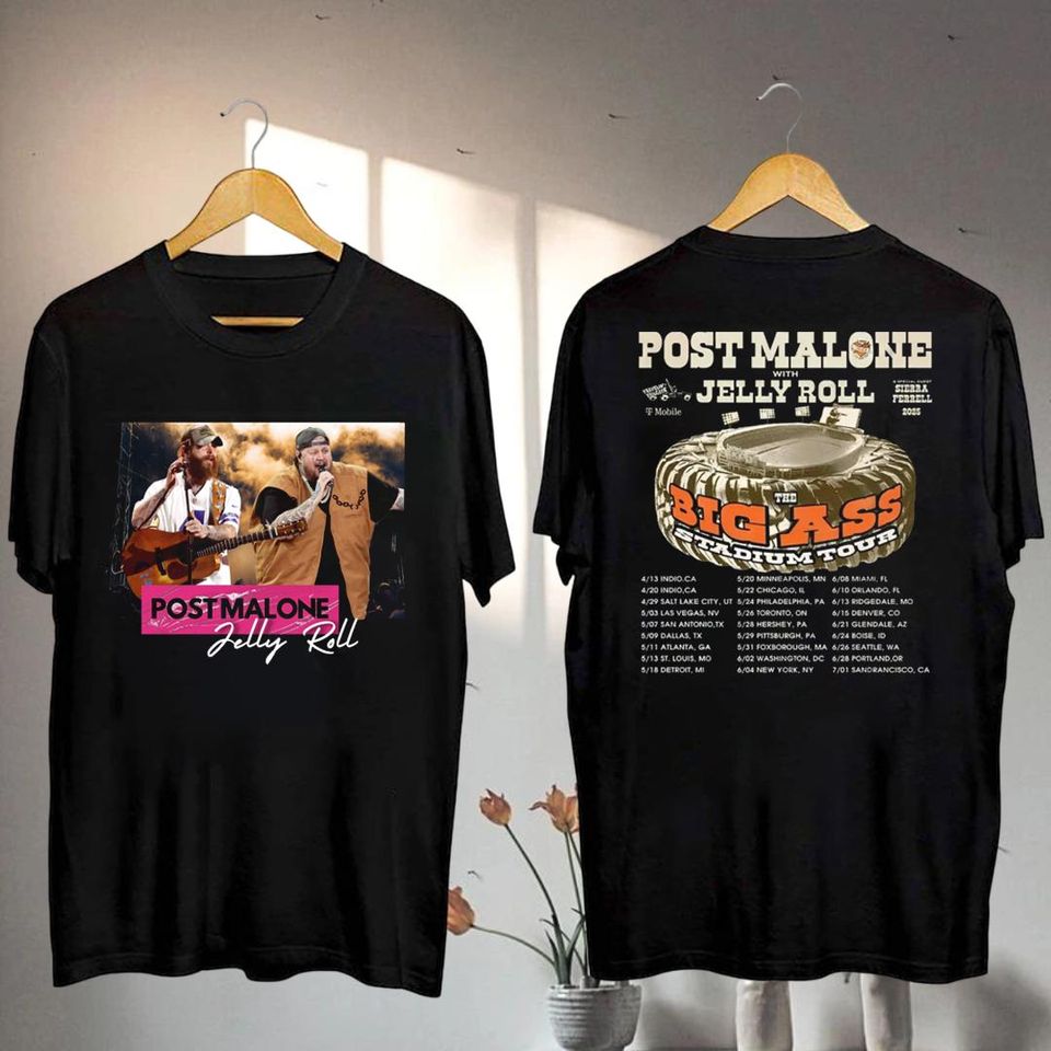 New Post Malone Vs Jelly Roll Tour 2025 Shirt, Post Malone Big Ass Stadium Tour Shirt, Post Malone Fan Gift