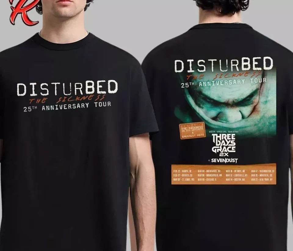 New Disturbed The Sickness 25Th Anniversary Tour Dates List 2025 Shirt
