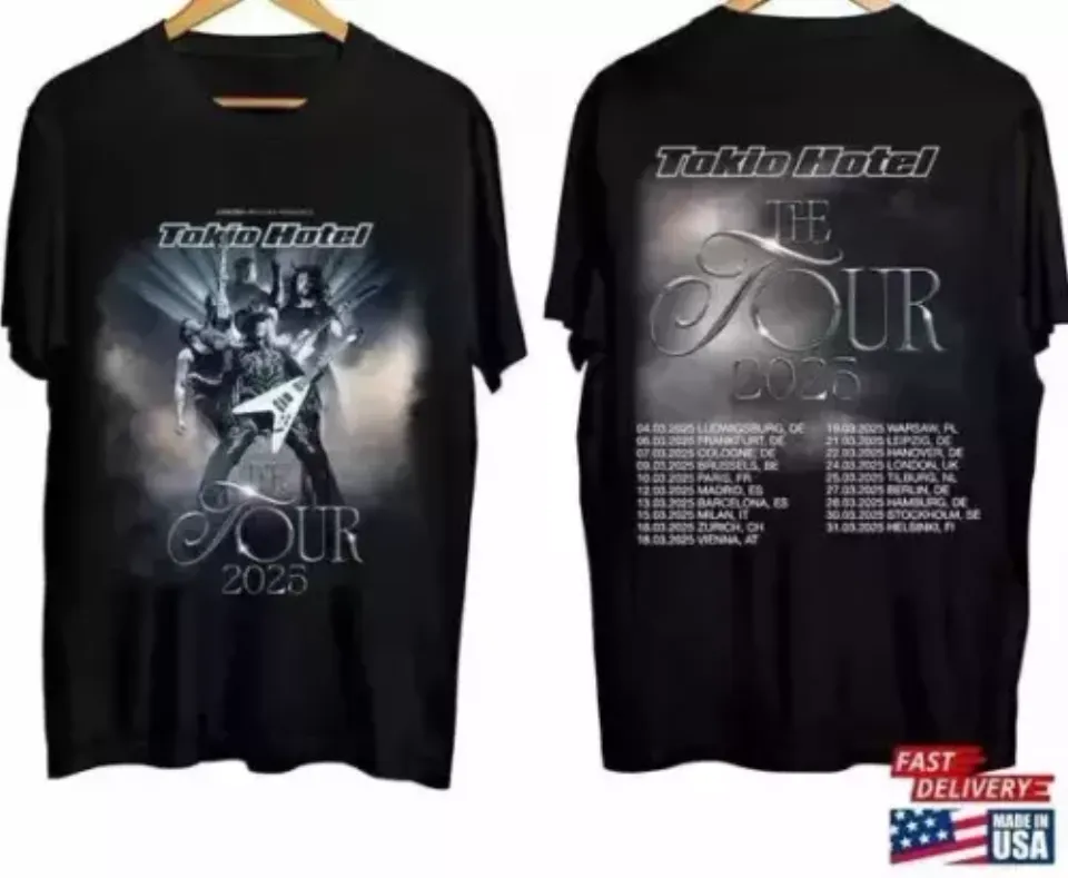 New Tokio Hotel Tour 2025 Shirt Band Fan Concert Shirt Shirt Size S-5Xl