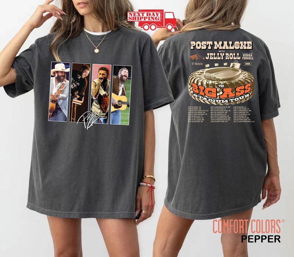New Comfort Colors, Post Malone Big Ass Tour Shirt, 2025 Concert Dates