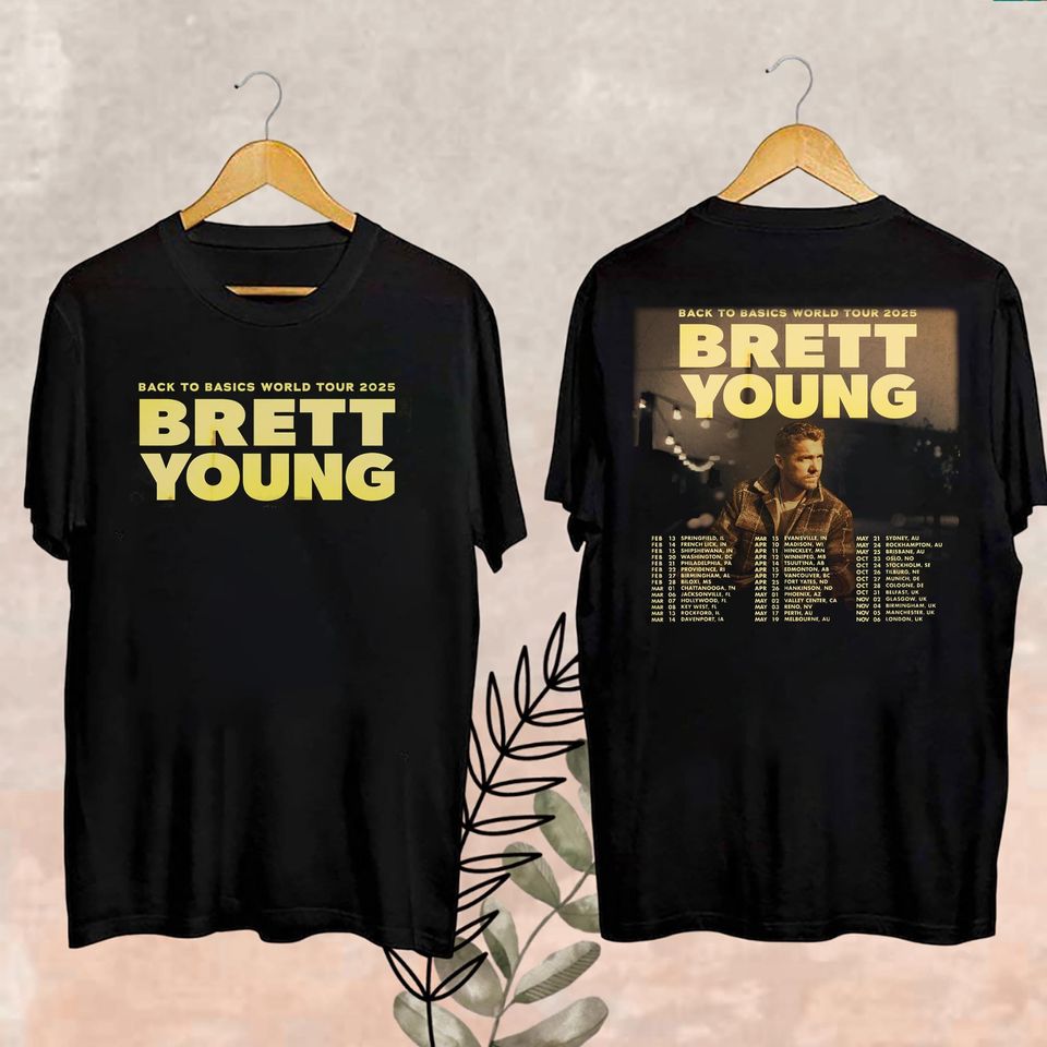 New 2025 Brett Young Back To Basics World Tour Shirt, Brett Young Fan Gifts, Brett Young Back To Basics World Tour Merch