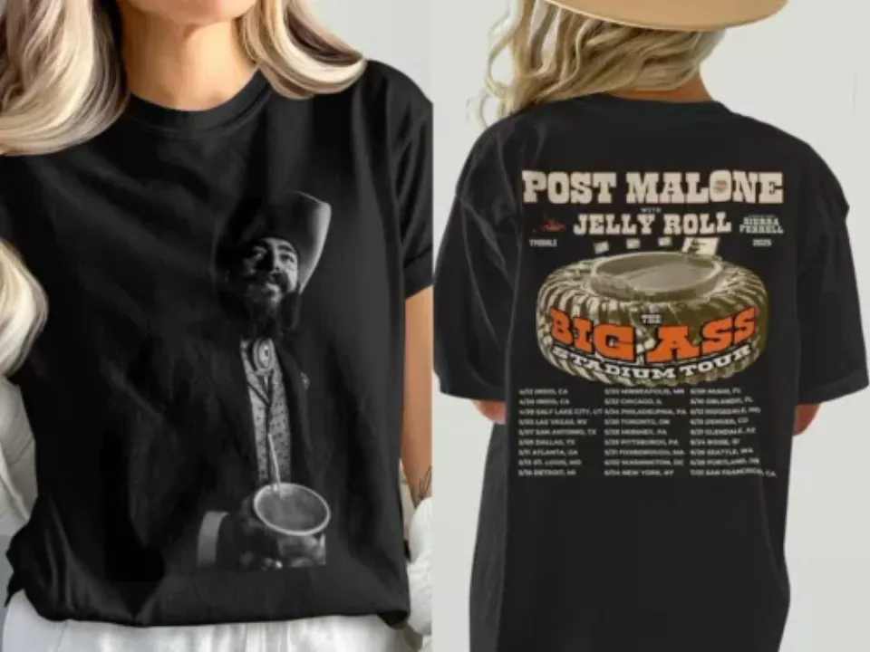 New Post Malone, Post Malone Tour, Big Ass Stadium Tour, Posty 2025 Tour, Jelly Roll Shirt