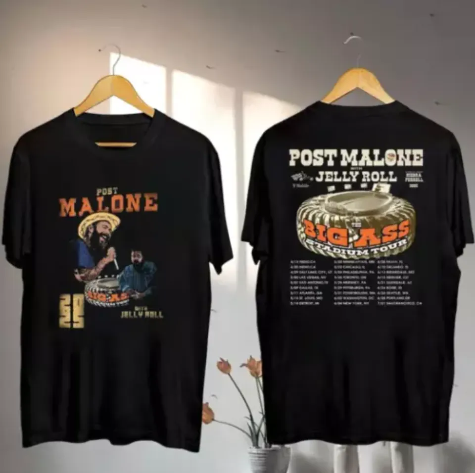 Post Malone Big Ass Stadium Tour 2025 Shirt, Post Malone And Jelly Roll Shirt
