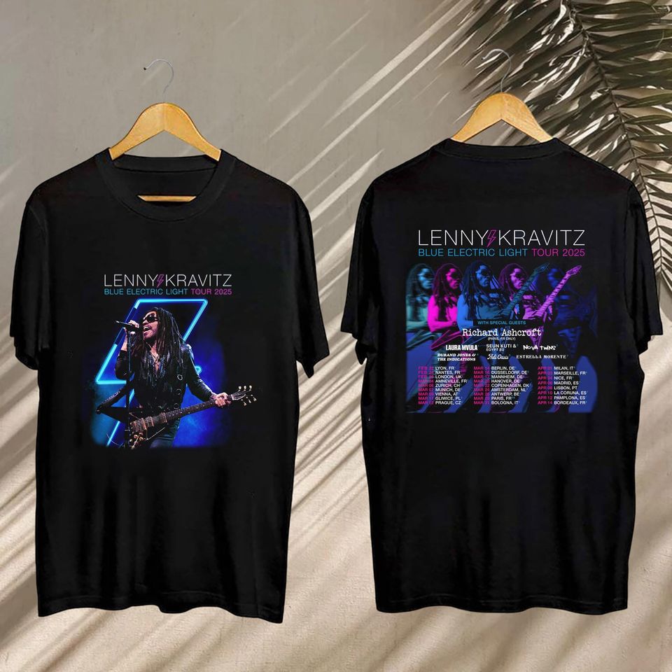 Lenny Kravitz, Lenny Kravitz 2025 Concershirt, Lenny Kravitz Blue Electric Light Tour 2025 Shirt