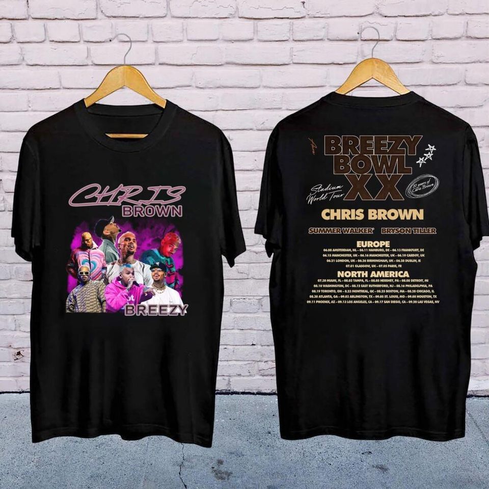 New 2025 Chris Brown Concershirt, Chris Brown Breezy Bowl Xx Tour 2025 Shirt, Chris Brown Fan Gift