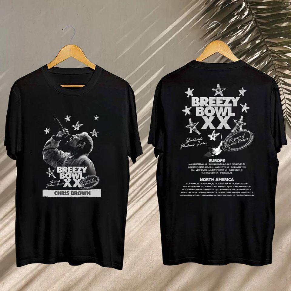 New 2025 Chris Brown Tour Breezy Bowl Xx Shirt, Chris Brown Concert 2025, Chris Brown Graphic Shirt