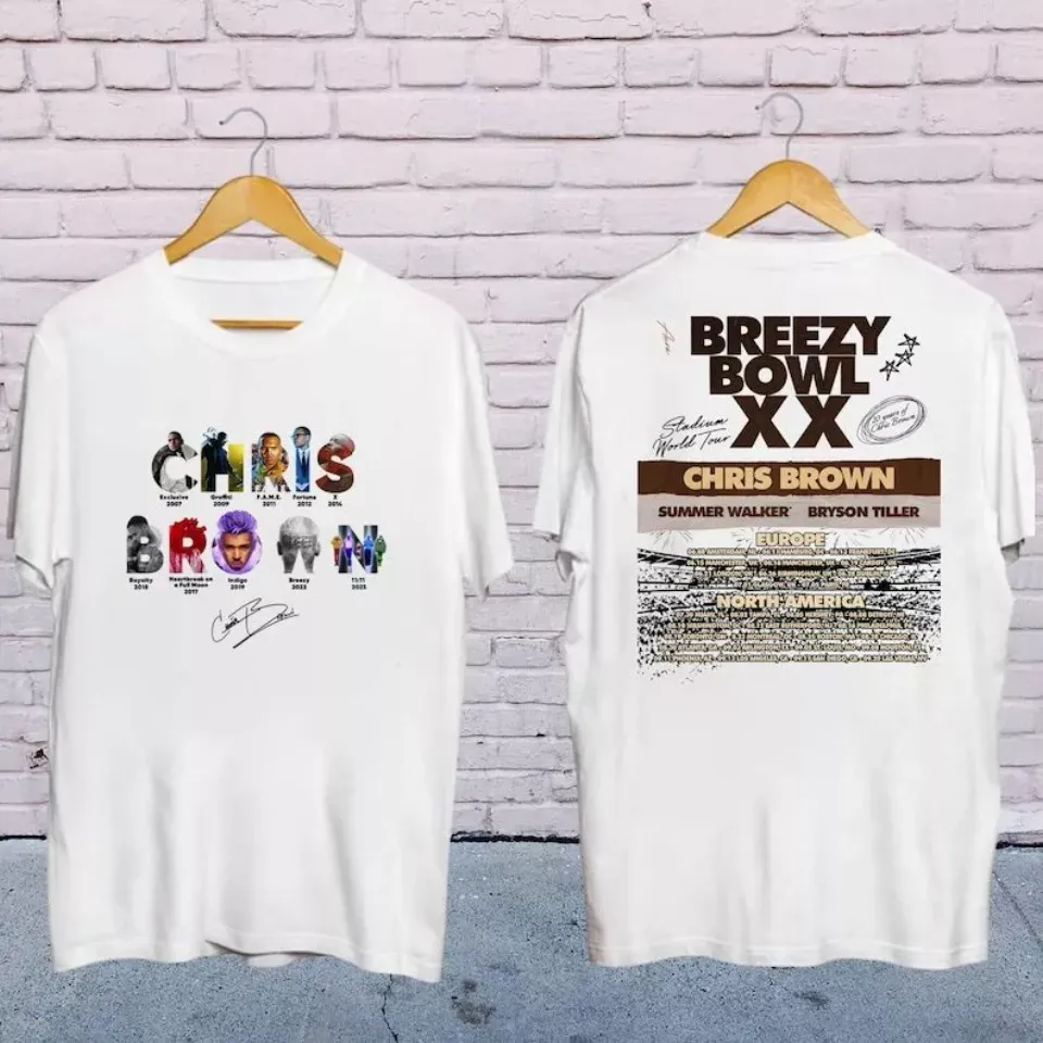 New Chris Brown 2025 Concershirt, Chris Brown Breezy Bowl Xx Tour 2025 Shirt