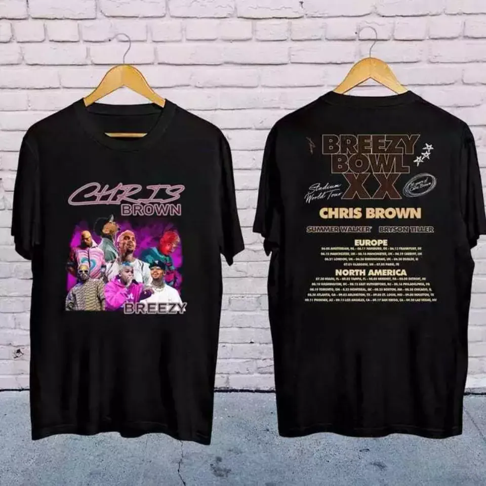 New 2025 Chris Brown Concershirt, Chris Brown Breezy Bowl Xx Tour 2025 Shirt