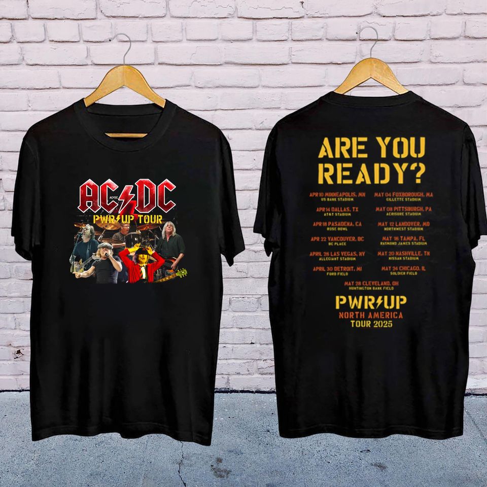 New Graphic Ac-Dc Band Tour 2025 Shirt, Rock Band Ac-Dc Pwr Up Concershirt, Ac-Dc Band Fan Gift