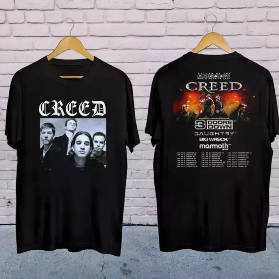 New Rock Band Creed Graphic Shirt, Creed Band 2025 Tour Summer Of 99 Tour Shirt