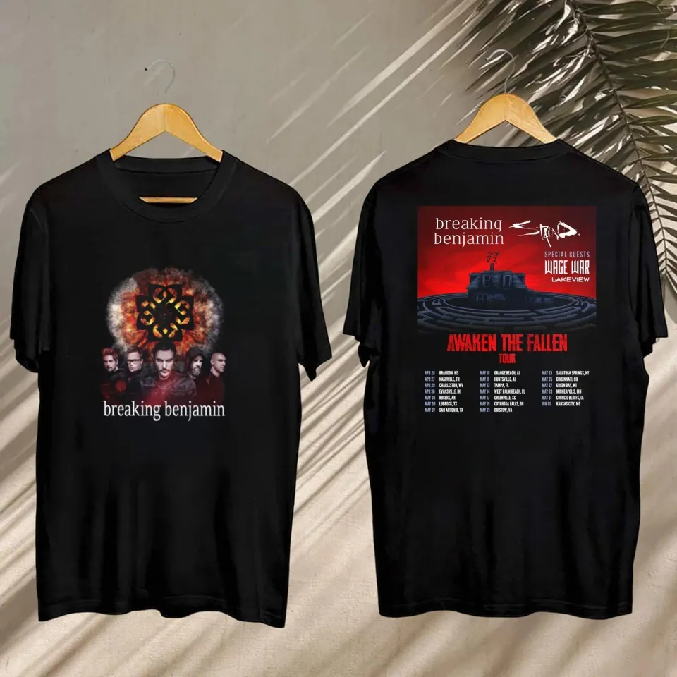 New Graphic Breaking Benjamin Awaken The Fallen 2025 Tour Shirt