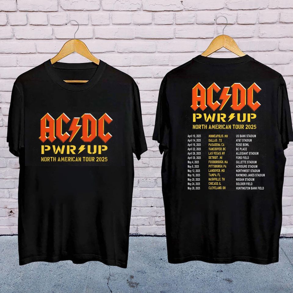 New Rock Band Ac-Dc Tour 2025 Shirt, Ac-Dc Pwr Up World Tour 2025 Shirt