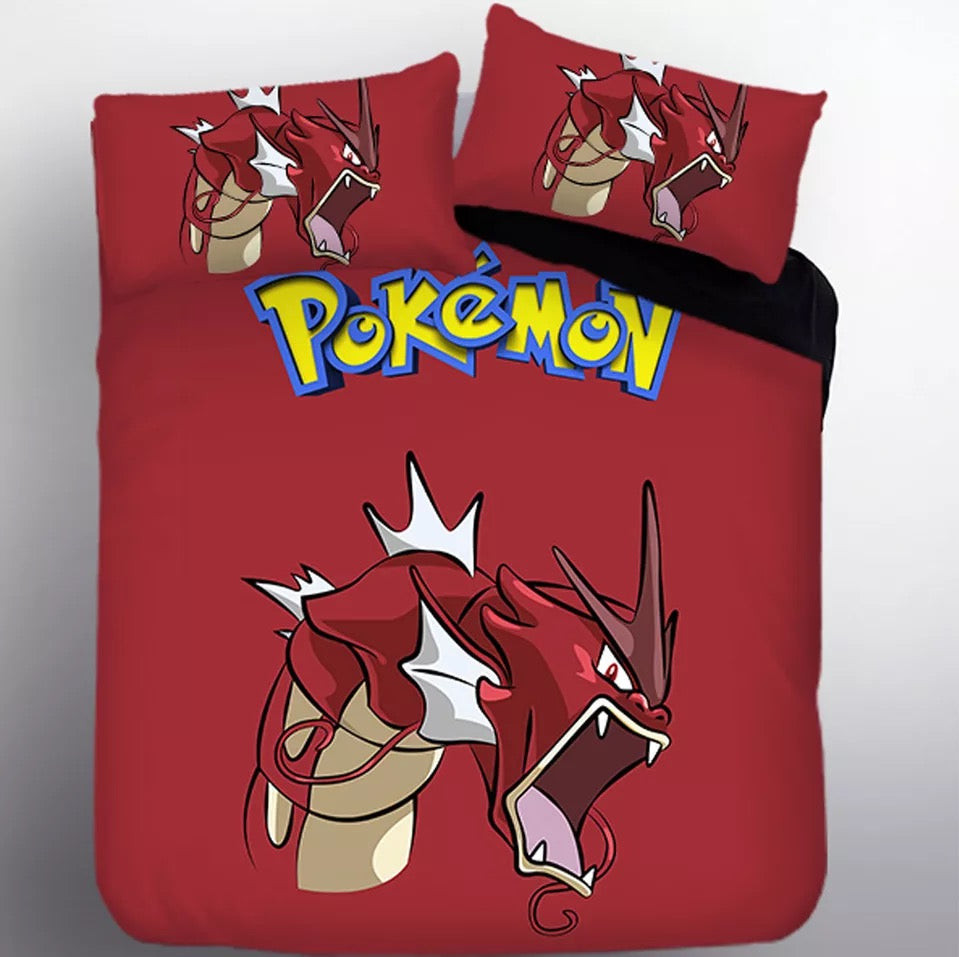Pokemon Red Gyarados Quilt Cover Pillowcase Bedding Set Home Bedroom Decor
