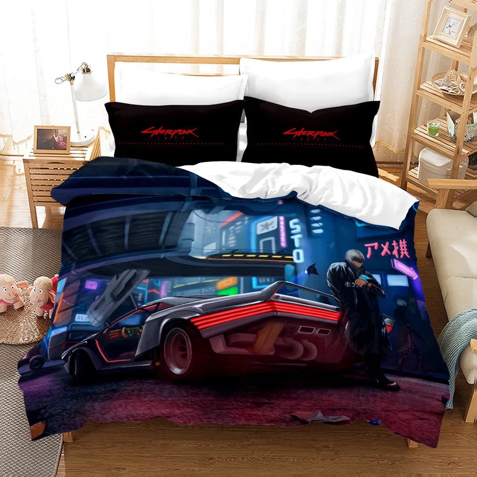 Cyberpunk 2077 Quilt Cover Pillowcase Bedding Set Home Bedroom Decor