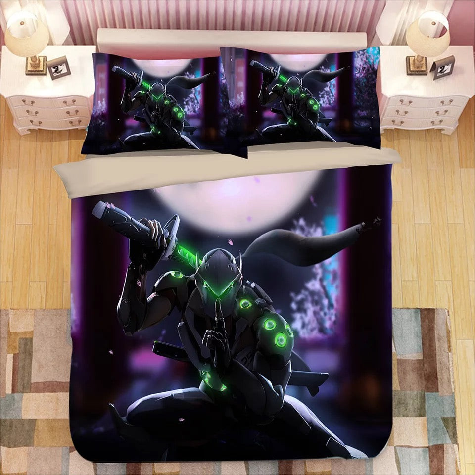 Game Overwatch Genji Quilt Cover Pillowcase Bedding Set Home Bedroom Decor