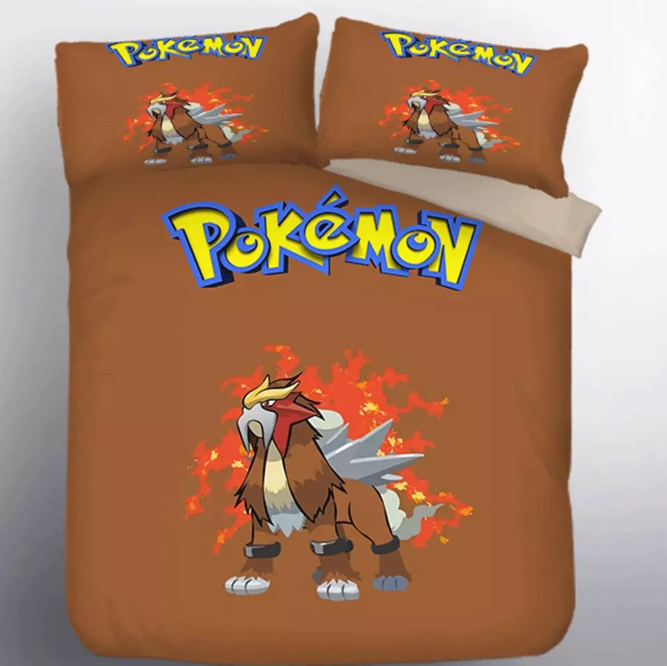 Pokemon Entei Quilt Cover Pillowcase Bedding Set Home Bedroom Decor