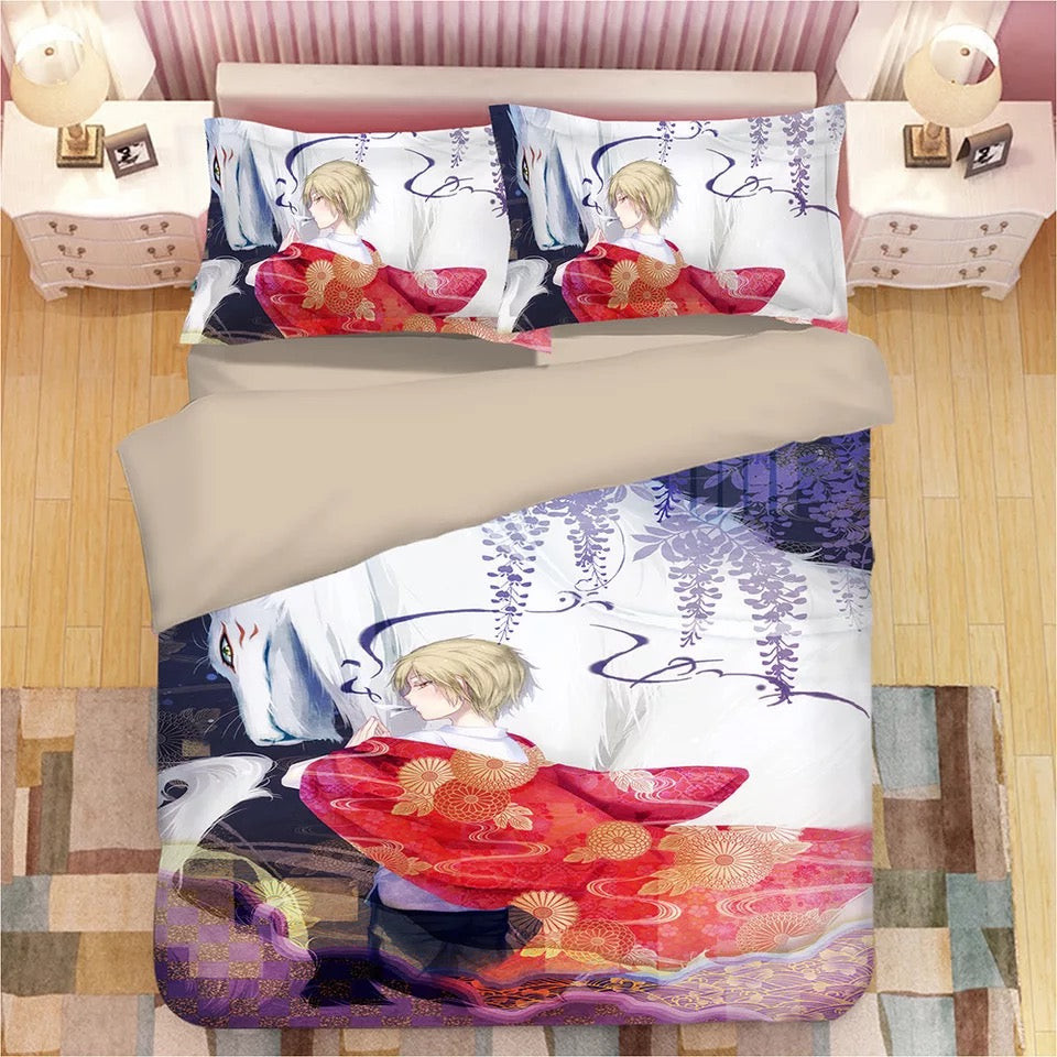 NatsumeS Book Of Friends Quilt Cover Pillowcase Bedding Set Home Bedroom Decor