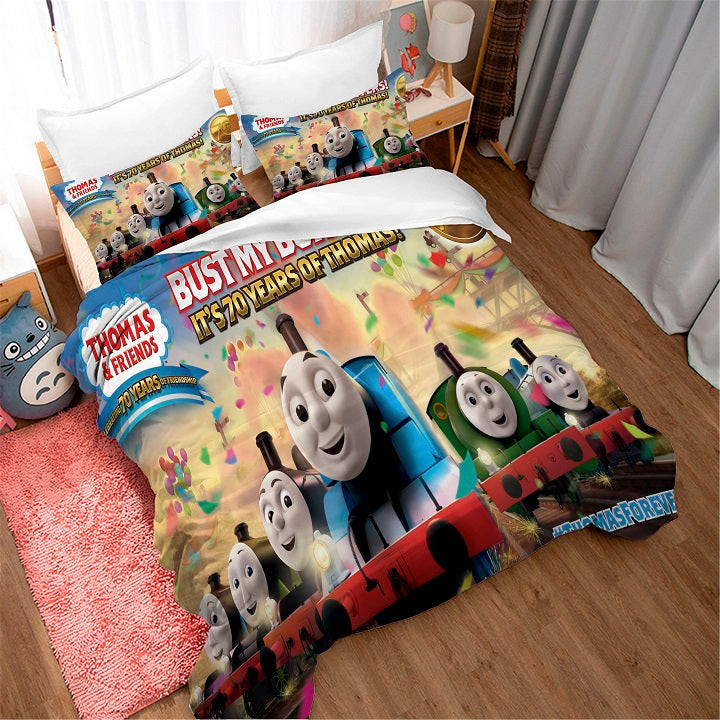 Thomas The Tank Engine & Friends Quilt Cover Pillowcase Bedding Set Home Bedroom Decor