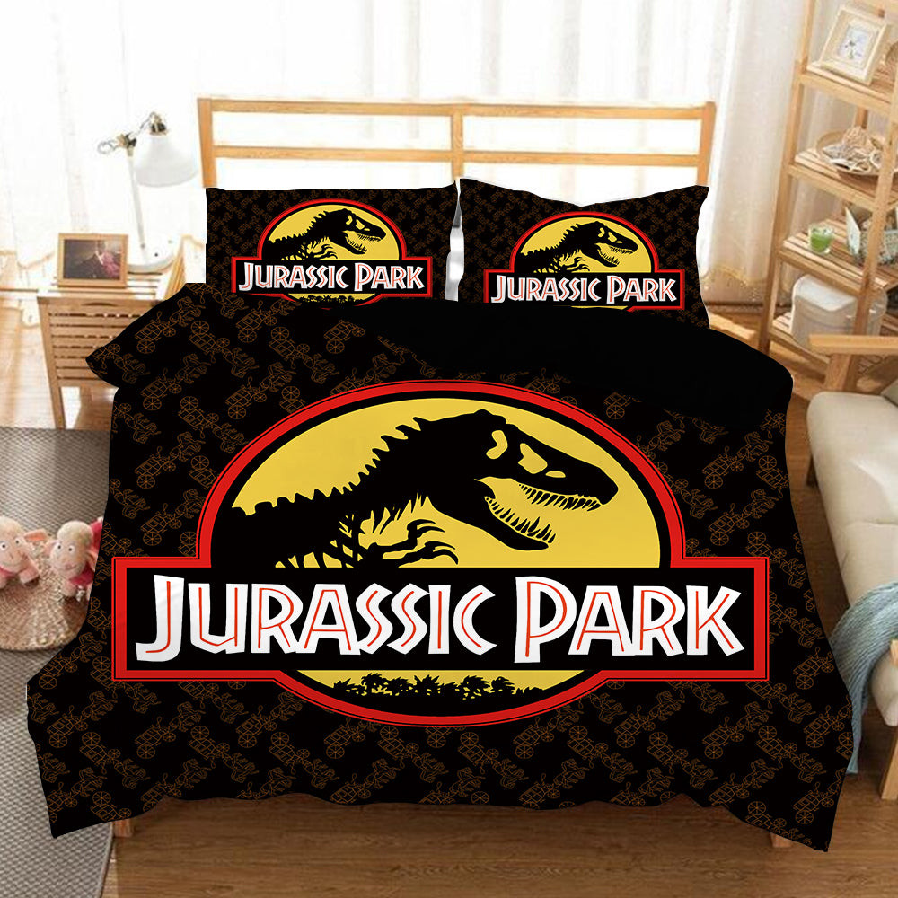 Jurassic World Quilt Cover Pillowcase Bedding Set Home Bedroom Decor