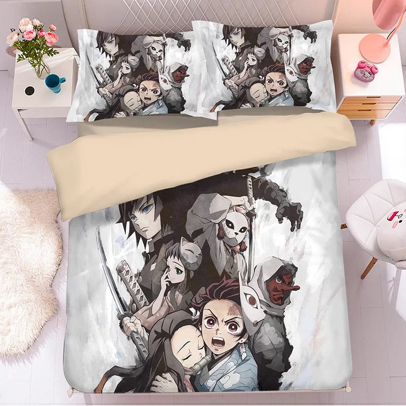 Demon Slayer Kimetsu No Yaiba Quilt Cover Pillowcase Bedding Set Home Bedroom Decor