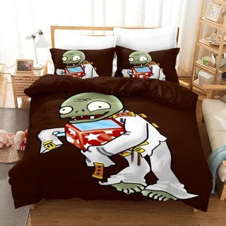 Plants Vs Zombies Quilt Cover Pillowcase Bedding Set Home Bedroom Decor